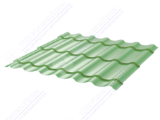 Металлочерепица МЧ2 Монтеррей Макси 0,5 ПЭ RAL6021 бледно-зеленый