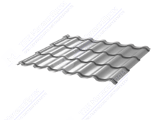 Металлочерепица МЧ2 Монтеррей 0,45 ПЭ RAL9006 белый алюминий