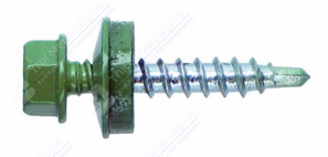 Саморез 4,8 35 KPcZP с прокладкой RAL6002 зеленый лист